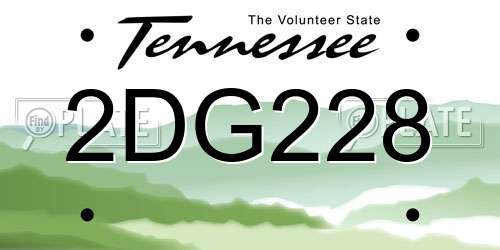 2DG228 Tennessee License Plate