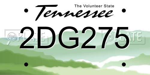 2DG275 Tennessee License Plate