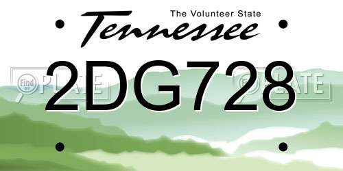 2DG728 Tennessee License Plate