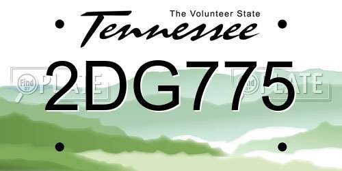 2DG775 Tennessee License Plate