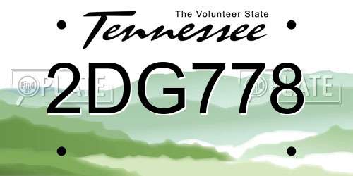 2DG778 Tennessee License Plate