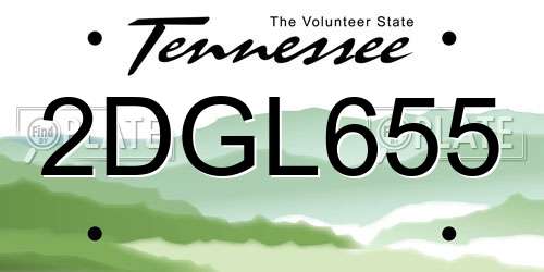 2DGL655 Tennessee License Plate