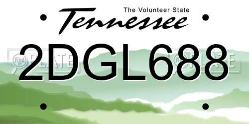 2DGL688 Tennessee License Plate