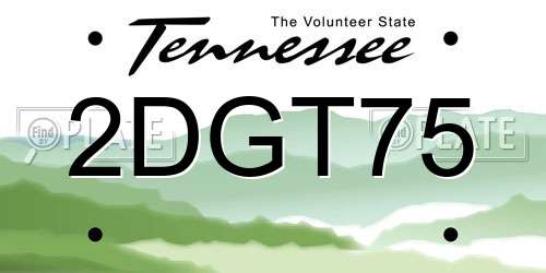 2DGT75 Tennessee License Plate