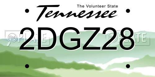 2DGZ28 Tennessee License Plate
