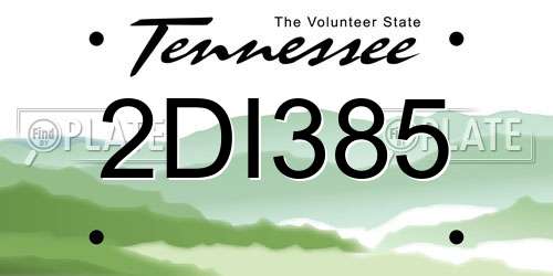 2DI385 Tennessee License Plate