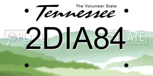 2DIA84 Tennessee License Plate