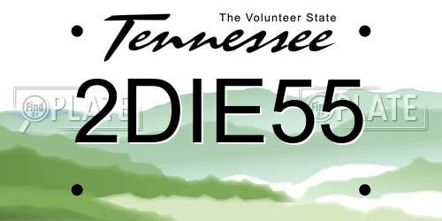 2DIE55 Tennessee License Plate