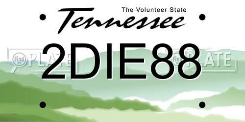 2DIE88 Tennessee License Plate