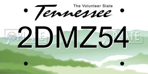 2DMZ54 Tennessee License Plate