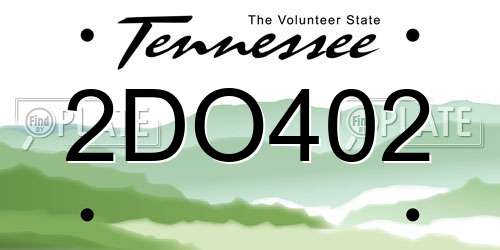 2DO402 Tennessee License Plate