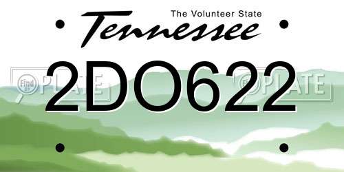 2DO622 Tennessee License Plate