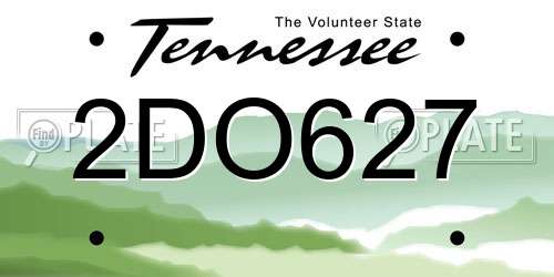 2DO627 Tennessee License Plate
