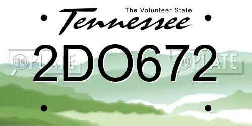2DO672 Tennessee License Plate