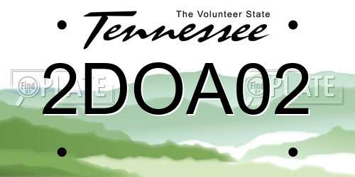 2DOA02 Tennessee License Plate