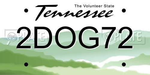 2DOG72 Tennessee License Plate