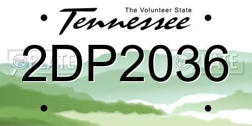 2DP2036 Tennessee License Plate