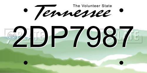 2DP7987 Tennessee License Plate