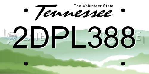 2DPL388 Tennessee License Plate