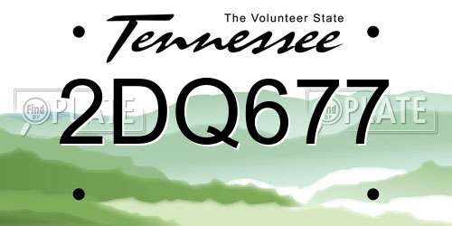 2DQ677 Tennessee License Plate