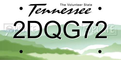 2DQG72 Tennessee License Plate