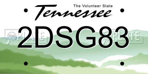 2DSG83 Tennessee License Plate