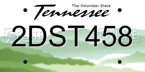2DST458 Tennessee License Plate