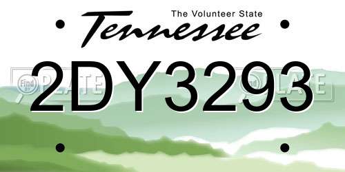 2DY3293 Tennessee License Plate