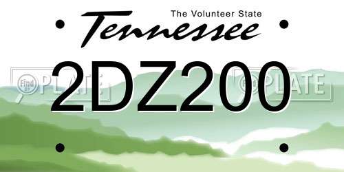 2DZ200 Tennessee License Plate
