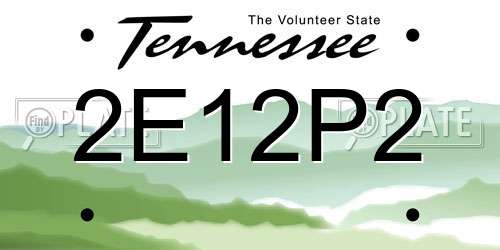 2E12P2 Tennessee License Plate