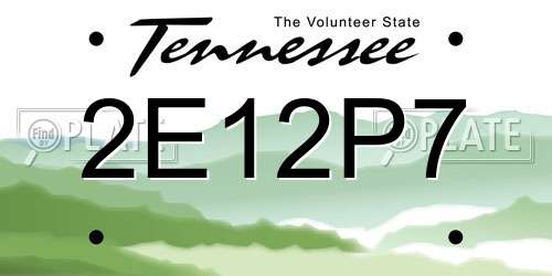 2E12P7 Tennessee License Plate