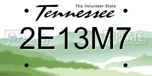 2E13M7 Tennessee License Plate