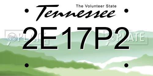 2E17P2 Tennessee License Plate