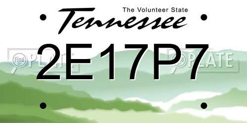 2E17P7 Tennessee License Plate