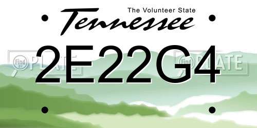 2E22G4 Tennessee License Plate