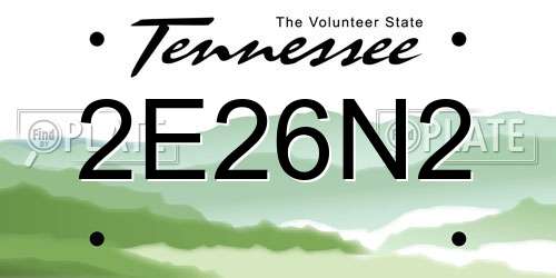 2E26N2 Tennessee License Plate