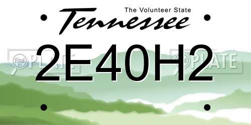 2E40H2 Tennessee License Plate