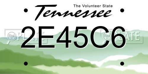 2E45C6 Tennessee License Plate