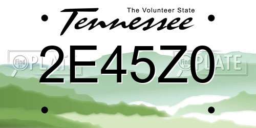 2E45Z0 Tennessee License Plate