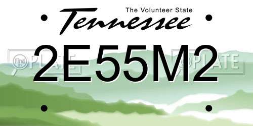 2E55M2 Tennessee License Plate