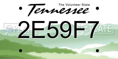 2E59F7 Tennessee License Plate