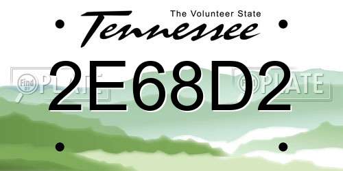 2E68D2 Tennessee License Plate
