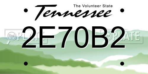 2E70B2 Tennessee License Plate