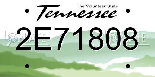 2E71808 Tennessee License Plate