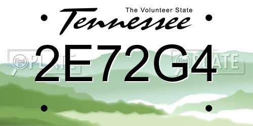 2E72G4 Tennessee License Plate