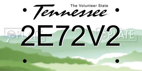 2E72V2 Tennessee License Plate