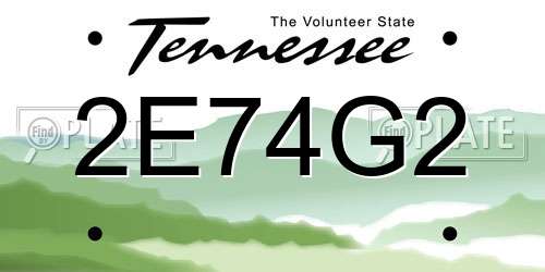 2E74G2 Tennessee License Plate