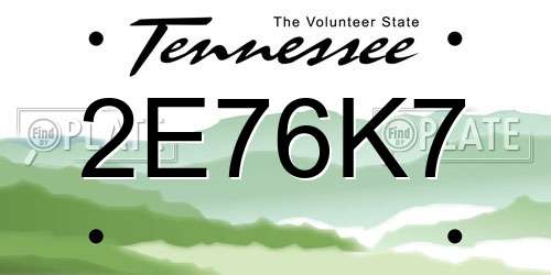 2E76K7 Tennessee License Plate