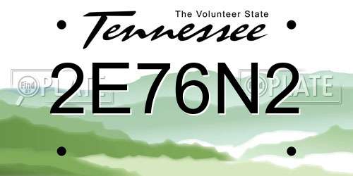 2E76N2 Tennessee License Plate
