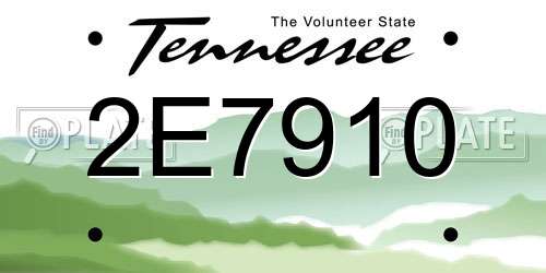 2E7910 Tennessee License Plate